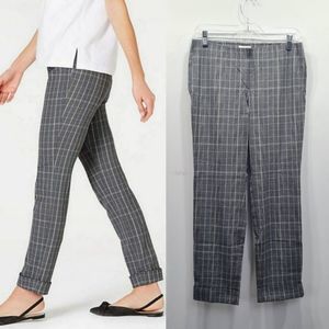 J. Jill Premium Grey Glen Check Plaid Bi-Stretch Elastic Waist Pull-on Pants 6